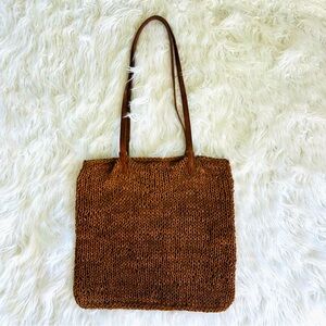 Boho Enzo Angiolini Woven Brown Leather Bag